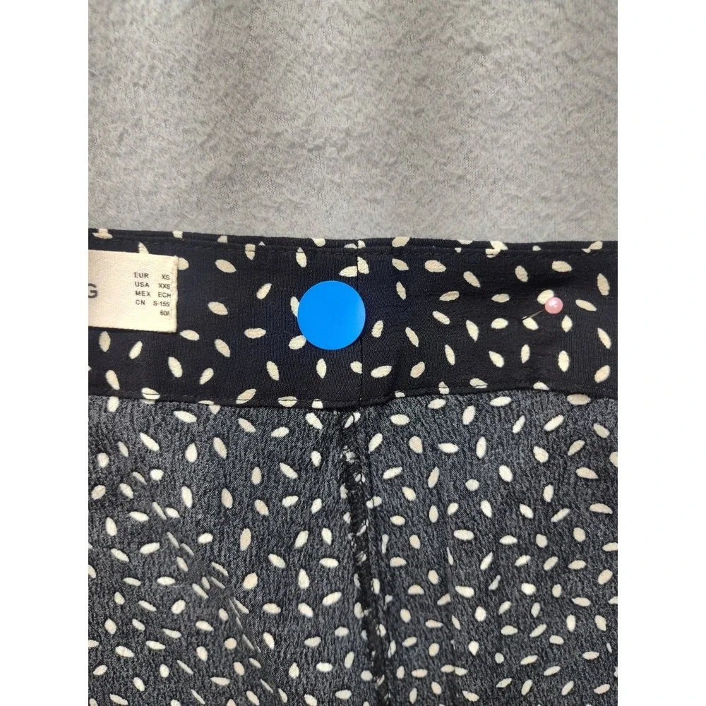 MNG Mango Black White Seed Print Midi Skirt Womens XXS High Waist A-Line Flowy